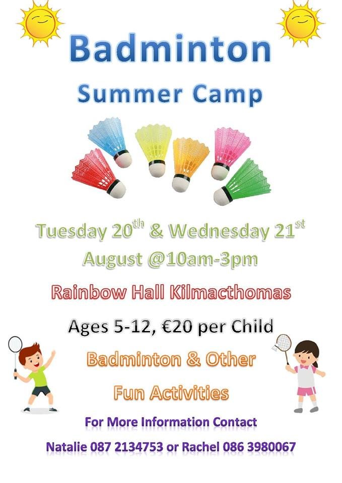 Badminton summer camp Kilmacthomas Badminton Club